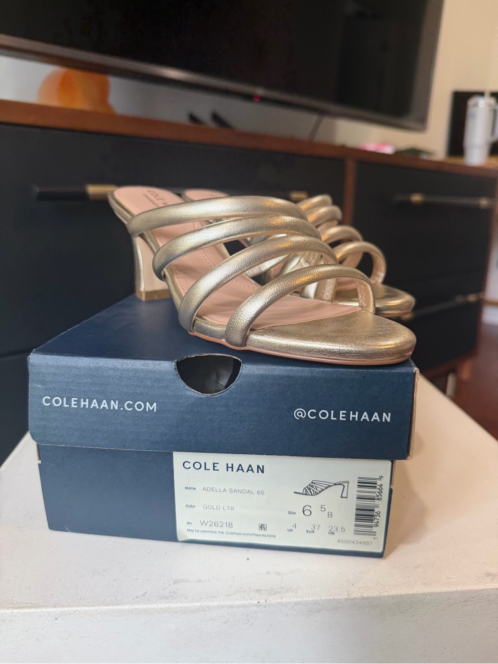 Cole Haan Metallic Gold Strappy Slide Mules